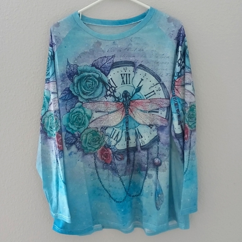 Dragonfly Clock Rose T Shirt Y2K Inspired XXL